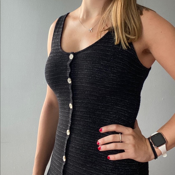 Black dress with decorative buttons - Picture 2 of 5